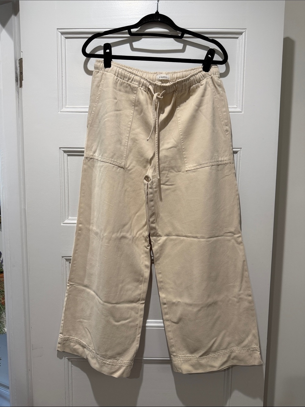 Z Supply Cream Wide-Leg Drawstring Joggers